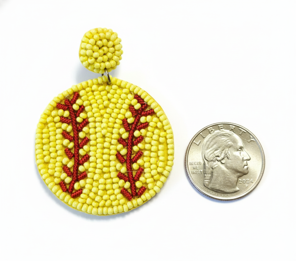 Earings - Yellow Baseball