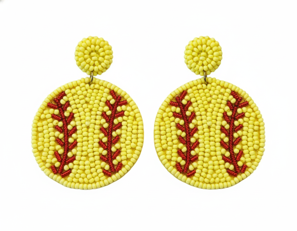 Earings - Yellow Baseball