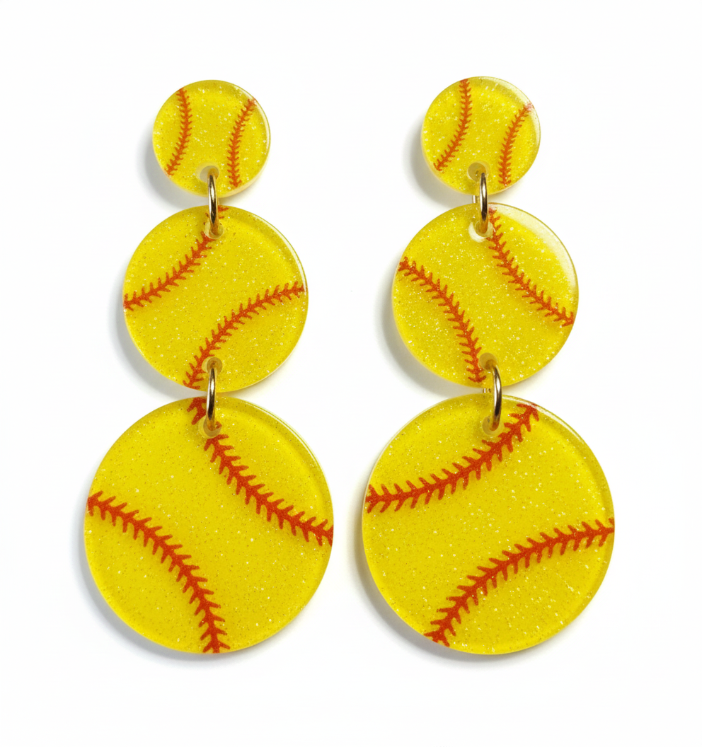 Earings - 3 Baseballs